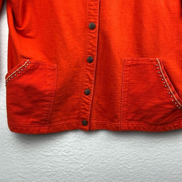 Onque Casuals Womens Orange Button Up Sweater Size XL Long Sleeve Beaded Pockets - Picture 6 of 15
